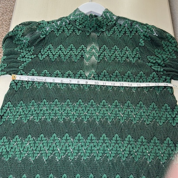 Free People  Simone Mock Neck Lace Dress in Hunter Green Size Small - Picture 10 of 12